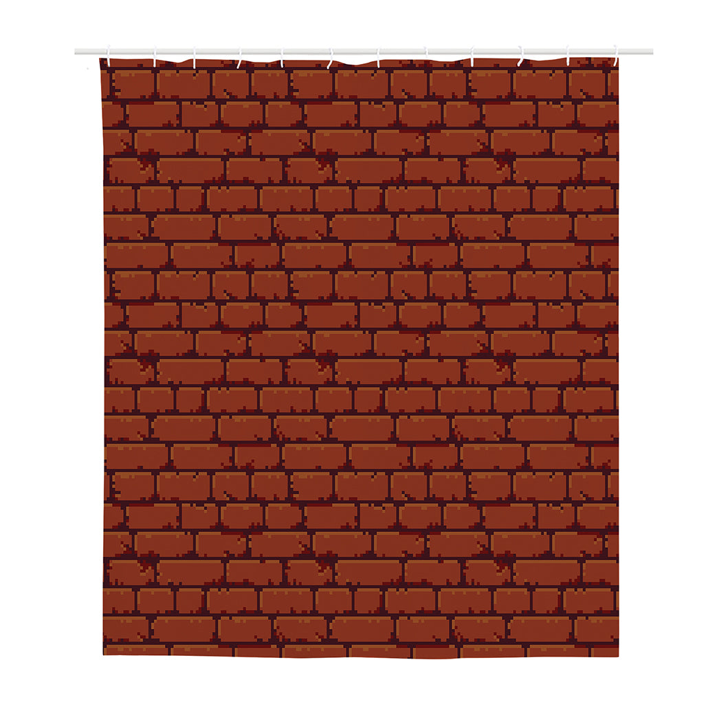 8-Bit Pixel Brick Wall Print Polyester Shower Curtain