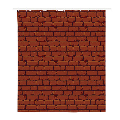 8-Bit Pixel Brick Wall Print Polyester Shower Curtain