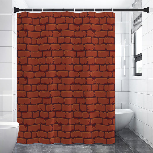 8-Bit Pixel Brick Wall Print Premium Shower Curtain