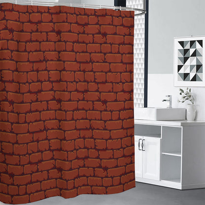 8-Bit Pixel Brick Wall Print Premium Shower Curtain