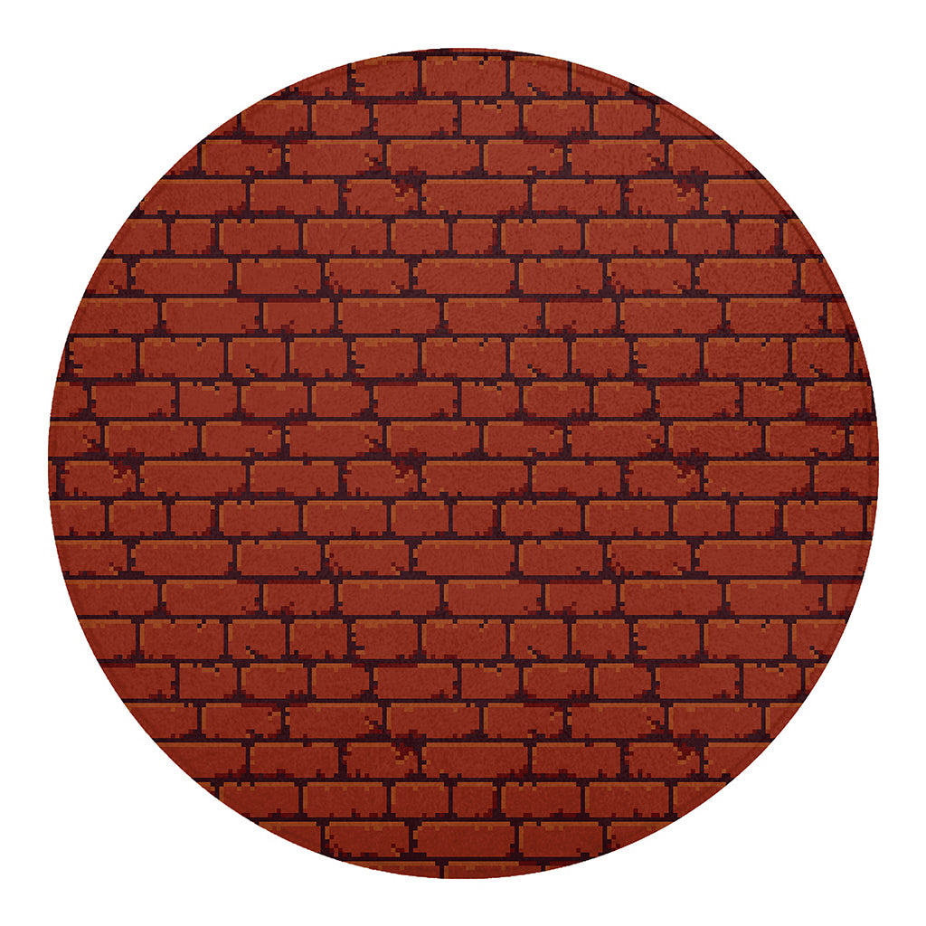8-Bit Pixel Brick Wall Print Round Blanket