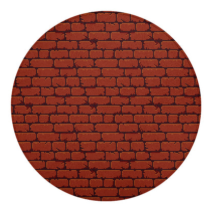 8-Bit Pixel Brick Wall Print Round Blanket