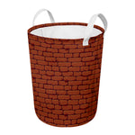 8-Bit Pixel Brick Wall Print Round Laundry Basket