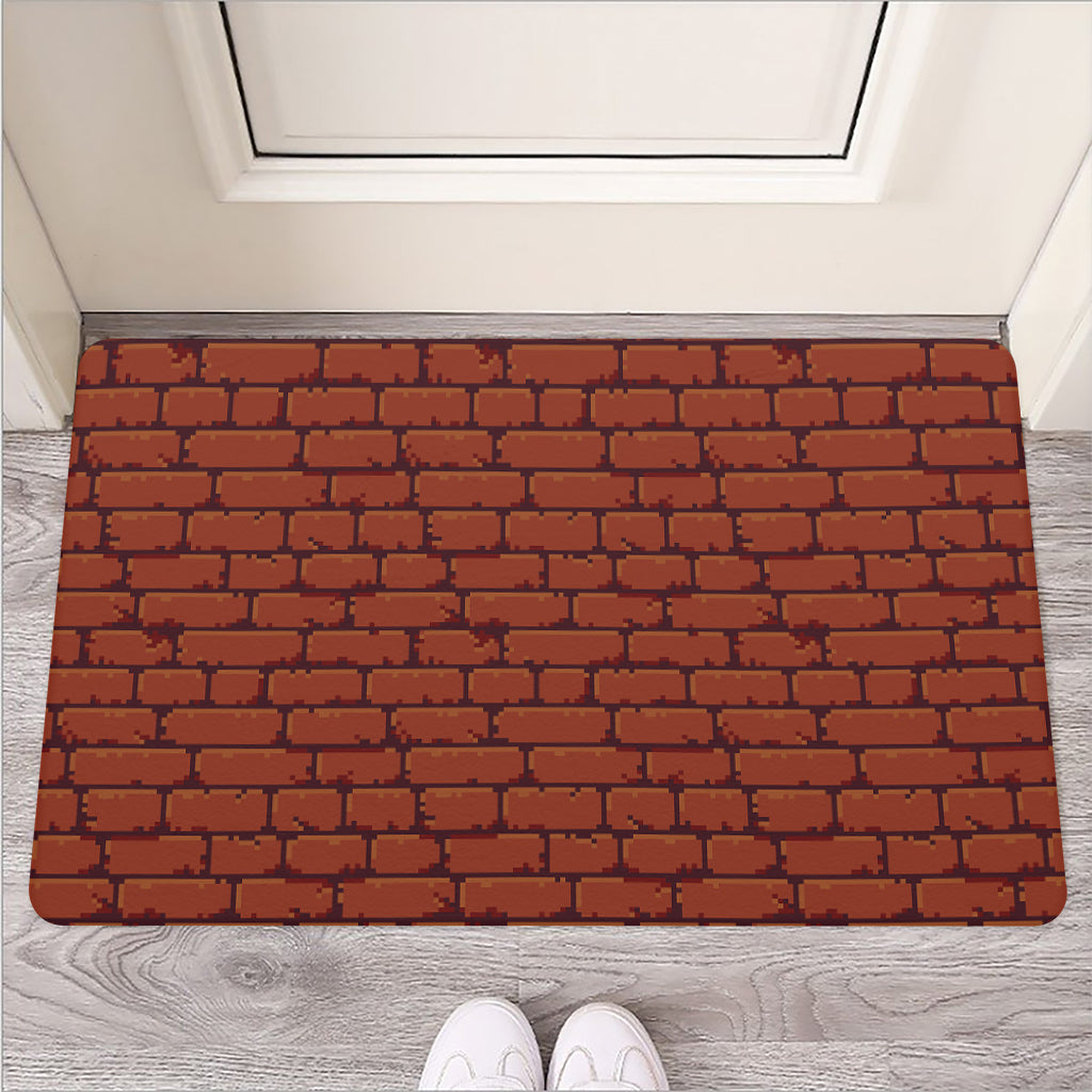 8-Bit Pixel Brick Wall Print Rubber Doormat