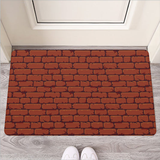 8-Bit Pixel Brick Wall Print Rubber Doormat