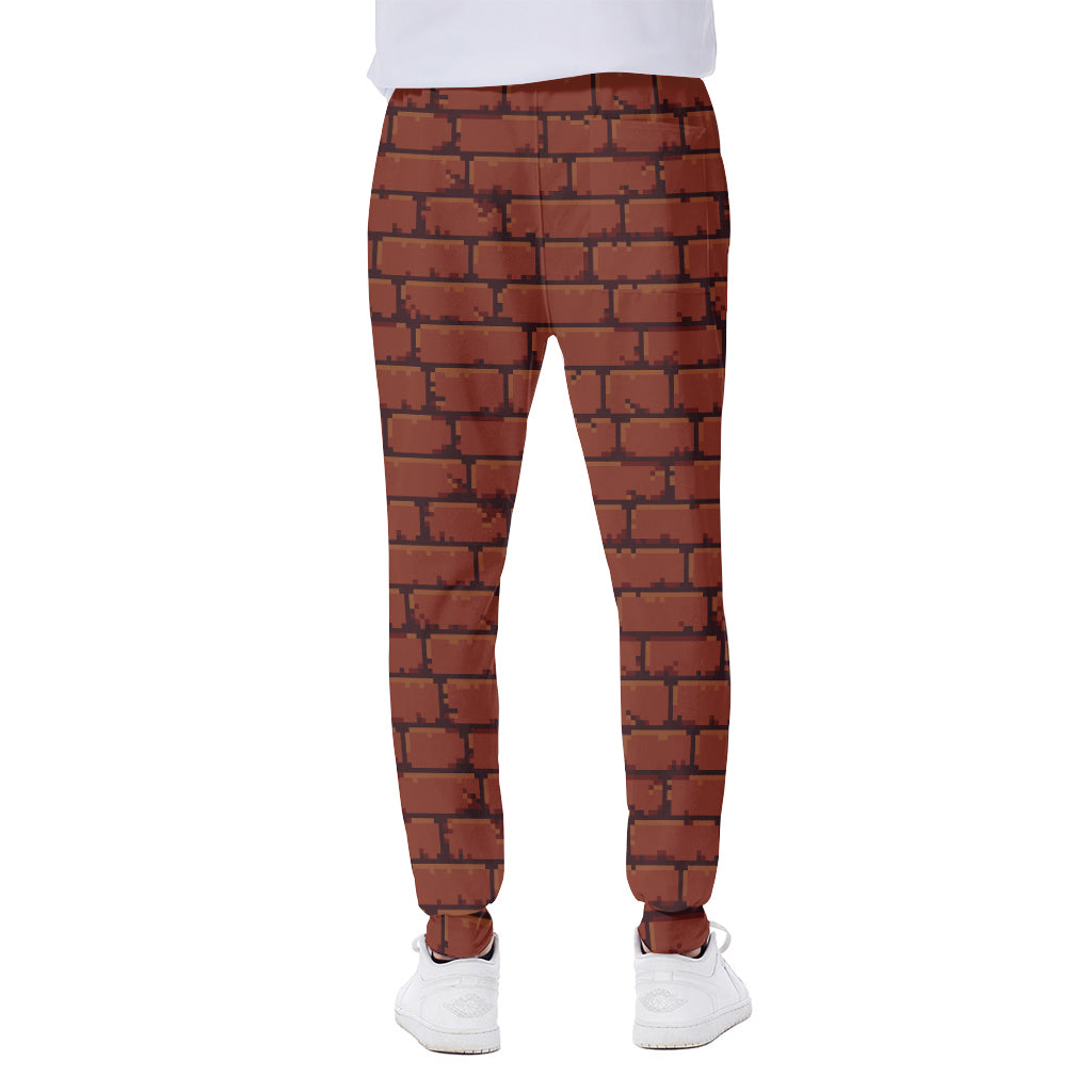 8-Bit Pixel Brick Wall Print Scuba Joggers