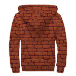 8-Bit Pixel Brick Wall Print Sherpa Lined Zip Up Hoodie