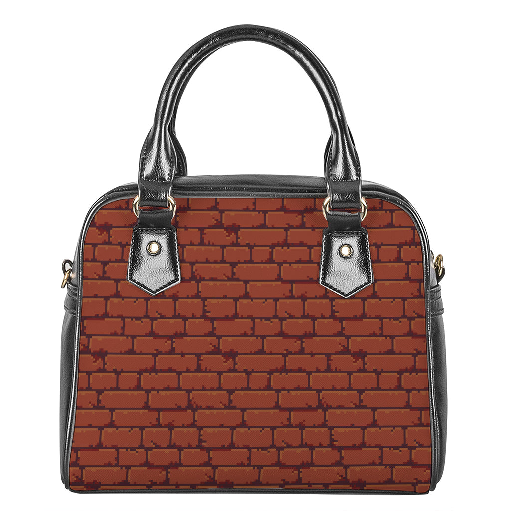 8-Bit Pixel Brick Wall Print Shoulder Handbag