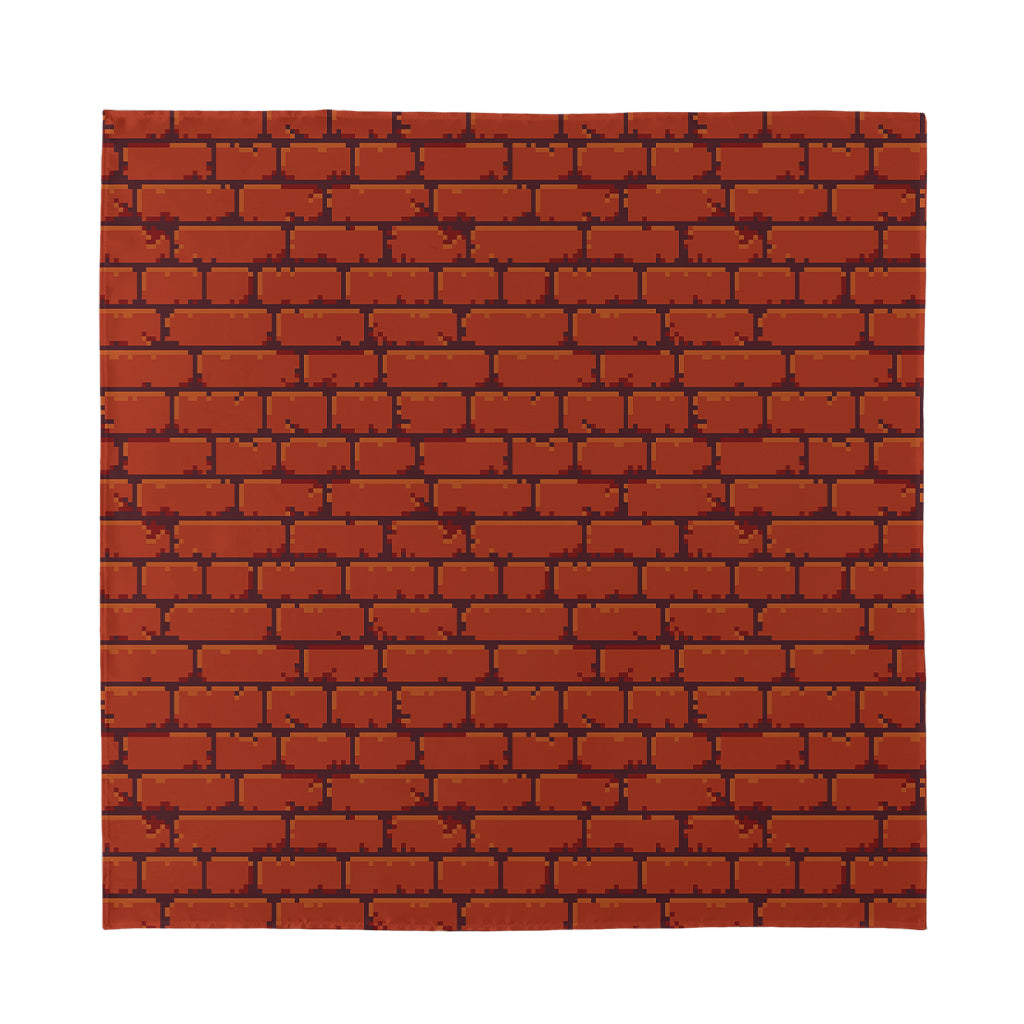 8-Bit Pixel Brick Wall Print Silk Bandana