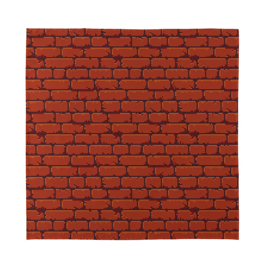 8-Bit Pixel Brick Wall Print Silk Bandana