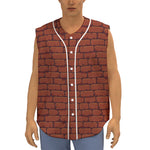 8-Bit Pixel Brick Wall Print Sleeveless Baseball Jersey