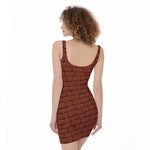 8-Bit Pixel Brick Wall Print Sleeveless Bodycon Dress