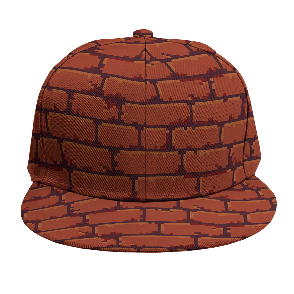 8-Bit Pixel Brick Wall Print Snapback Cap