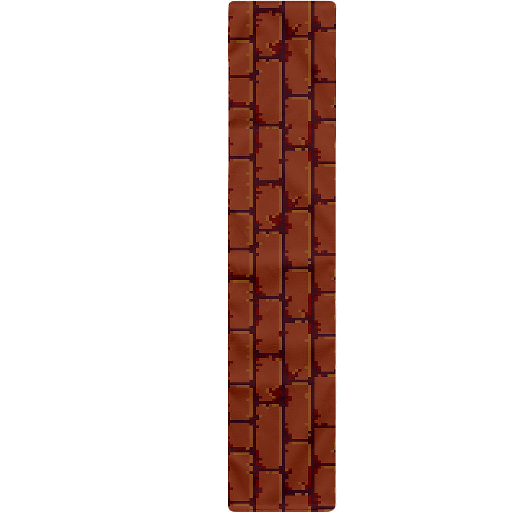 8-Bit Pixel Brick Wall Print Table Runner