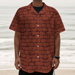 8-Bit Pixel Brick Wall Print Textured Short Sleeve Shirt