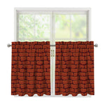 8-Bit Pixel Brick Wall Print Tier Curtains