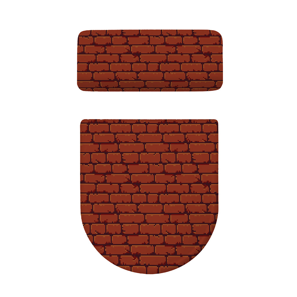 8-Bit Pixel Brick Wall Print Toilet Lid And Tank Cover Set