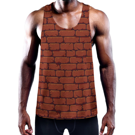8-Bit Pixel Brick Wall Print Training Tank Top