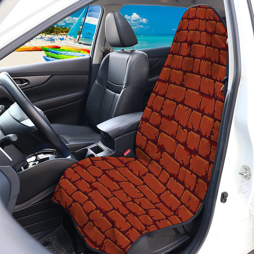 8-Bit Pixel Brick Wall Print Waterproof Car Seat Cover