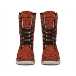 8-Bit Pixel Brick Wall Print Winter Boots