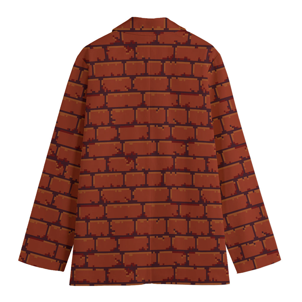8-Bit Pixel Brick Wall Print Women's Blazer