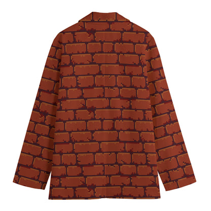 8-Bit Pixel Brick Wall Print Women's Blazer