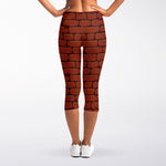 8-Bit Pixel Brick Wall Print Women's Capri Leggings