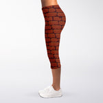 8-Bit Pixel Brick Wall Print Women's Capri Leggings