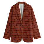 8-Bit Pixel Brick Wall Print Women's Cotton Blazer