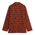 8-Bit Pixel Brick Wall Print Women's Cotton Blazer