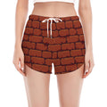 8-Bit Pixel Brick Wall Print Women's Split Running Shorts