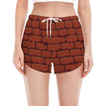 8-Bit Pixel Brick Wall Print Women's Split Running Shorts