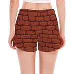 8-Bit Pixel Brick Wall Print Women's Split Running Shorts