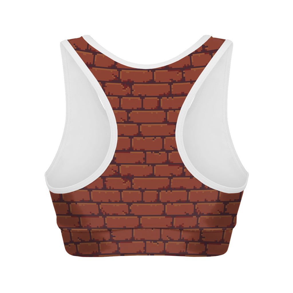 8-Bit Pixel Brick Wall Print Women's Sports Bra