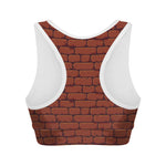 8-Bit Pixel Brick Wall Print Women's Sports Bra