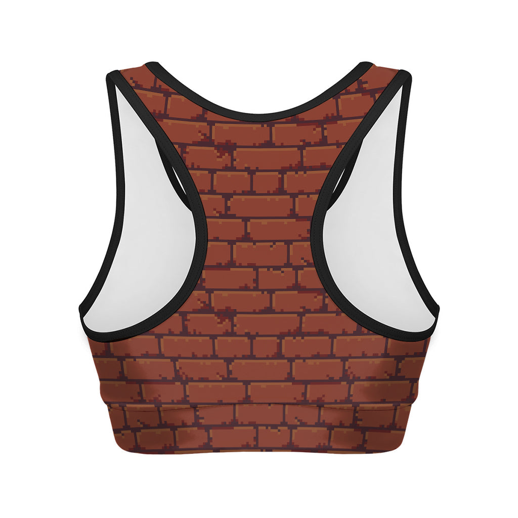 8-Bit Pixel Brick Wall Print Women's Sports Bra