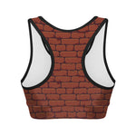 8-Bit Pixel Brick Wall Print Women's Sports Bra