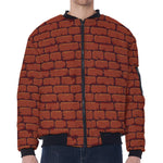 8-Bit Pixel Brick Wall Print Zip Sleeve Bomber Jacket
