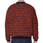 8-Bit Pixel Brick Wall Print Zip Sleeve Bomber Jacket
