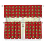8-Bit Pixel Christmas Tree Pattern Print 3 Piece Kitchen Curtains