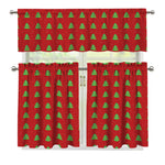 8-Bit Pixel Christmas Tree Pattern Print 3 Piece Kitchen Curtains
