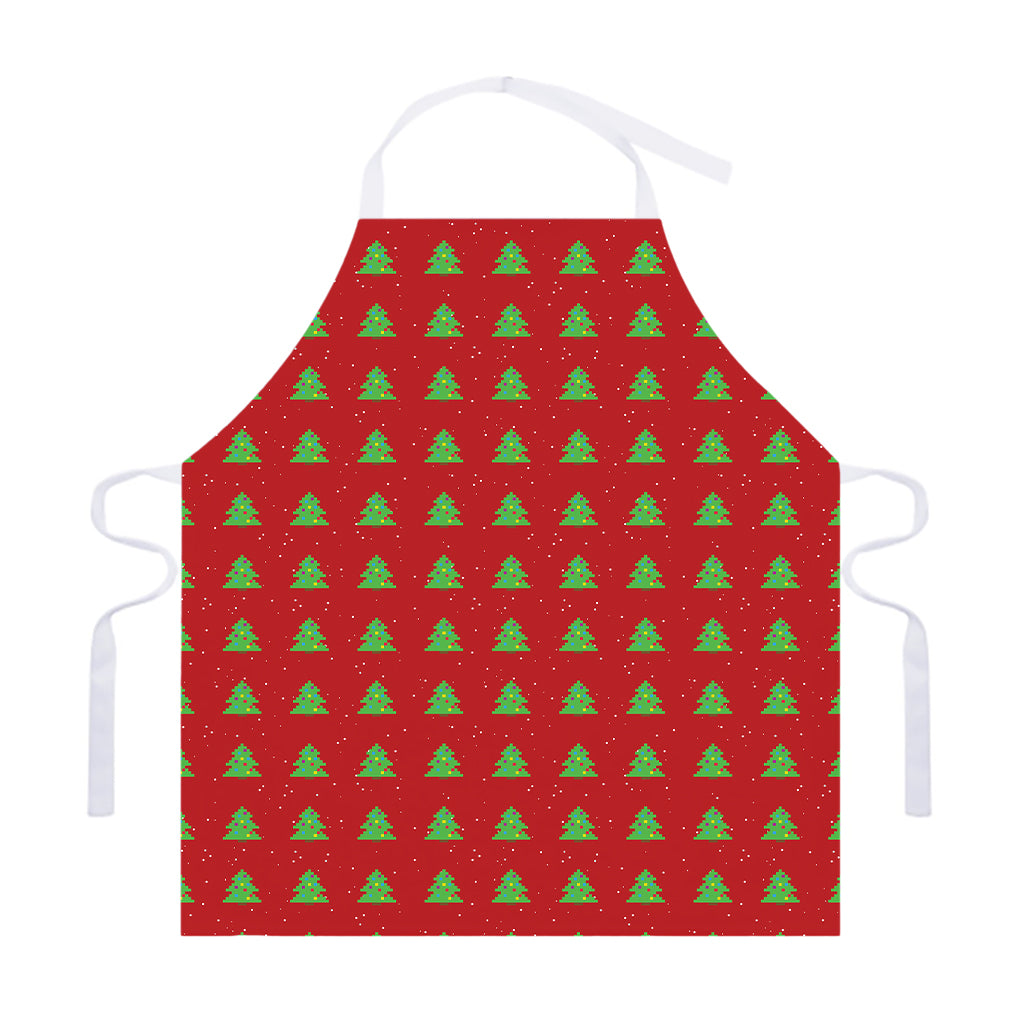8-Bit Pixel Christmas Tree Pattern Print Adjustable Apron