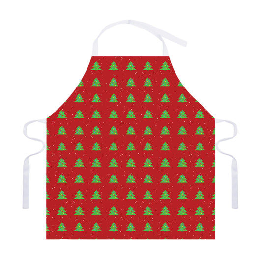 8-Bit Pixel Christmas Tree Pattern Print Adjustable Apron