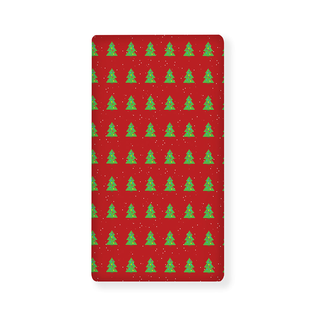 8-Bit Pixel Christmas Tree Pattern Print Baby Crib Sheet