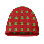 8-Bit Pixel Christmas Tree Pattern Print Beanie