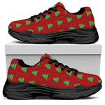 8-Bit Pixel Christmas Tree Pattern Print Black Chunky Shoes