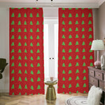 8-Bit Pixel Christmas Tree Pattern Print Blackout Pencil Pleat Curtains