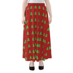 8-Bit Pixel Christmas Tree Pattern Print Chiffon Maxi Skirt