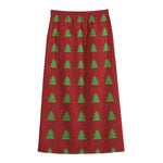 8-Bit Pixel Christmas Tree Pattern Print Cotton Front Slit Maxi Skirt