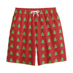 8-Bit Pixel Christmas Tree Pattern Print Cotton Shorts